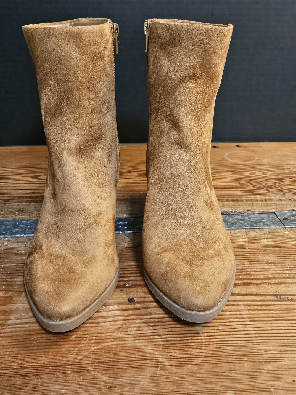 Universal Thread Camel Suede Ankle Booties with Side Zip